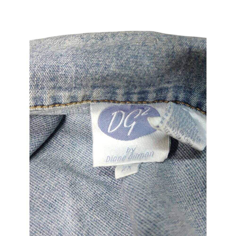 DG2 Diane Gilman faded denim jean jacket with embellishments size 2X - Picture 5 of 5